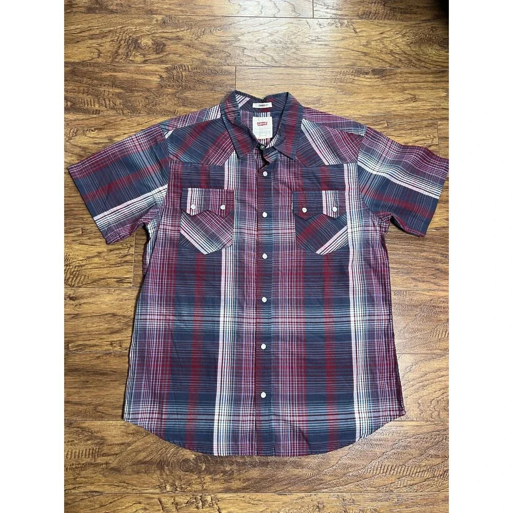 Levis Shirt Mens Size Large Sawtooth Pearl Snap Western Cowboy Standard Fit